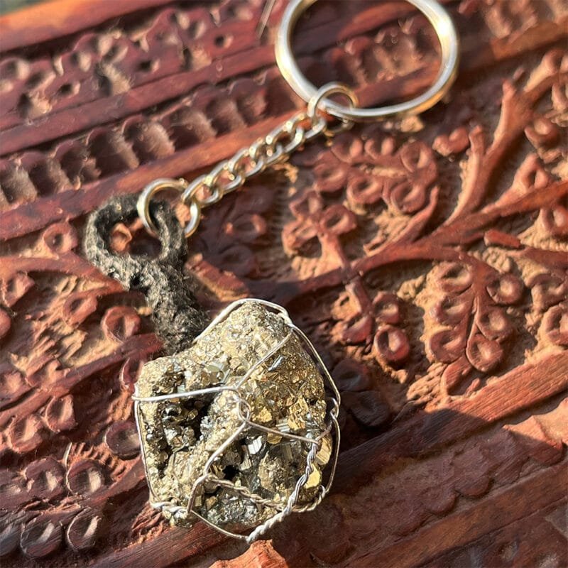 Pyrite Healing Crystal Raw Stone Charmer Key Chain - Image 3