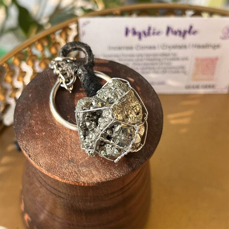Pyrite Healing Crystal Raw Stone Charmer Key Chain - Image 2