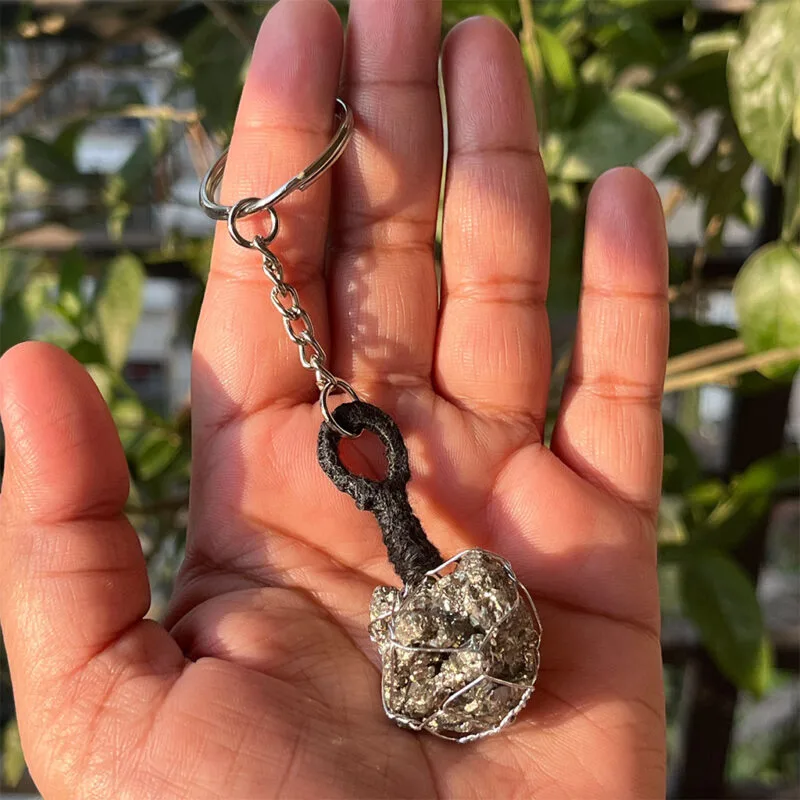Pyrite Healing Crystal Raw Stone Charmer Key Chain