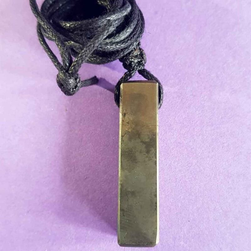 Pyrite Crystal Pendant with Black Thread