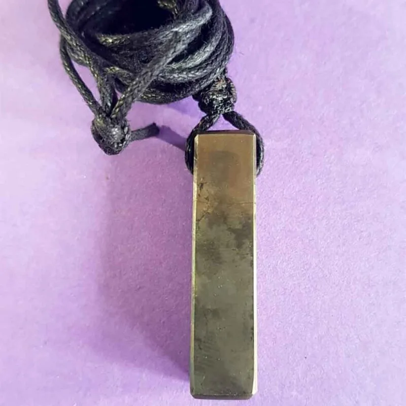 Pyrite Crystal Pendant with Black Thread