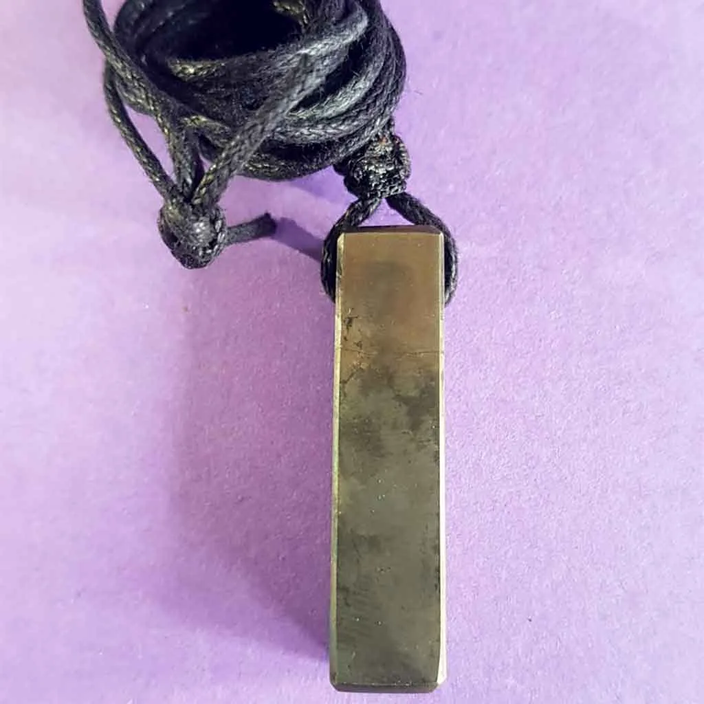 Pyrite Crystal Pendant with Black Thread