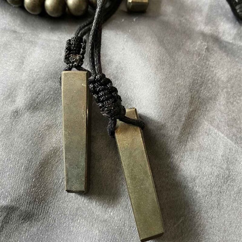 Pyrite Crystal Pendant with Black Thread - Image 2