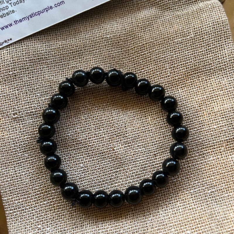 Black Obsidian Crystal Bracelet 8 mm - Image 2