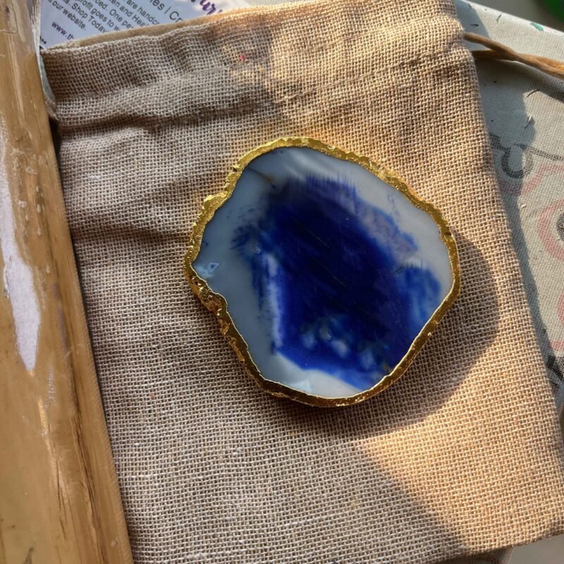 Blue Agate Crystal Charging Plate (Golden Border) - Image 4