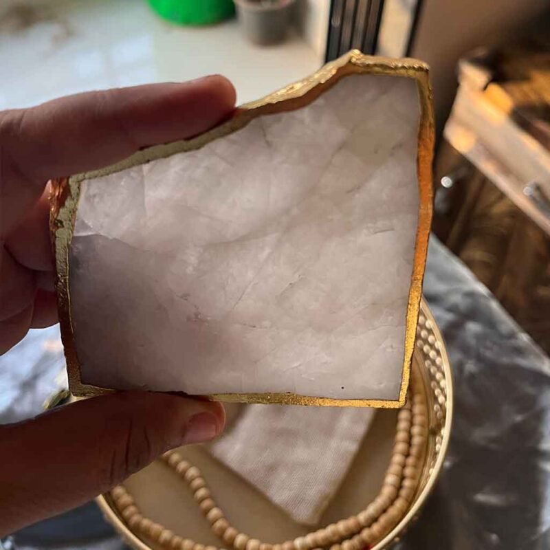 Rose Quartz Crystal Charging Plate (Golden Border) - Image 2