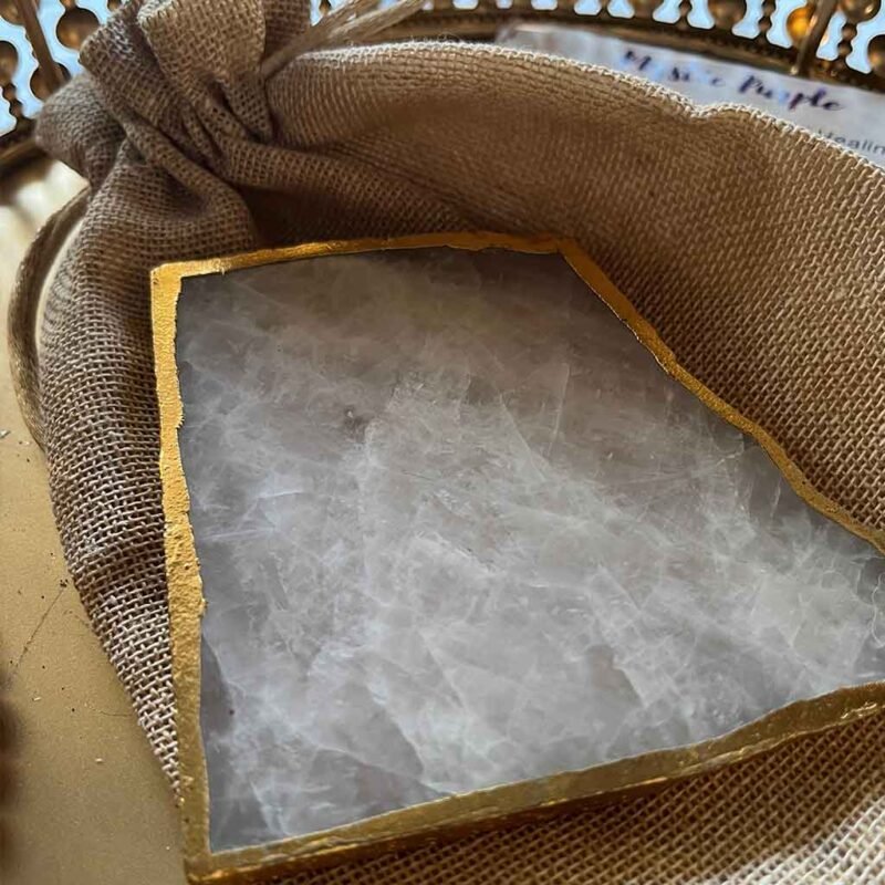 Rose Quartz Crystal Charging Plate (Golden Border) - Image 3