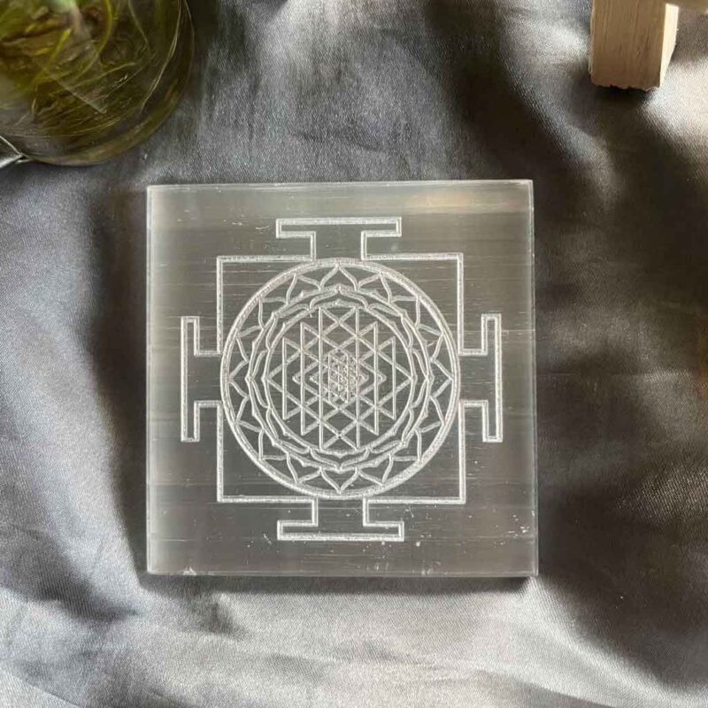 Selenite Crystal Charging Plate (Square - Shree Yantra) - Image 2