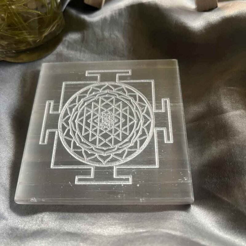 Selenite Crystal Charging Plate (Square - Shree Yantra) - Image 3