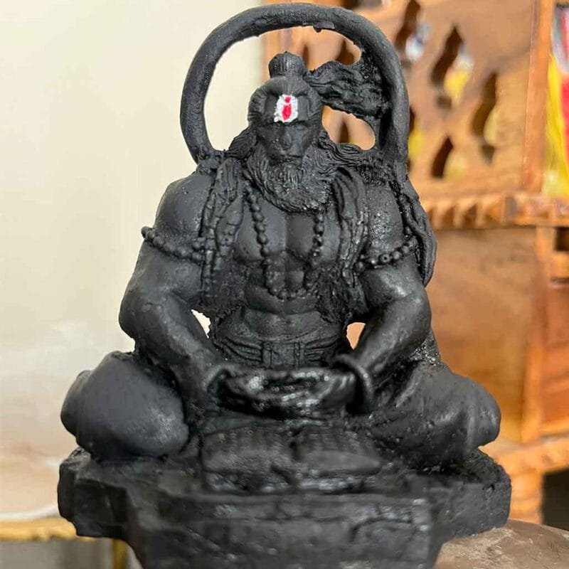 Hanumanji Meditating Idol (Black) ~4 Inches - Image 2