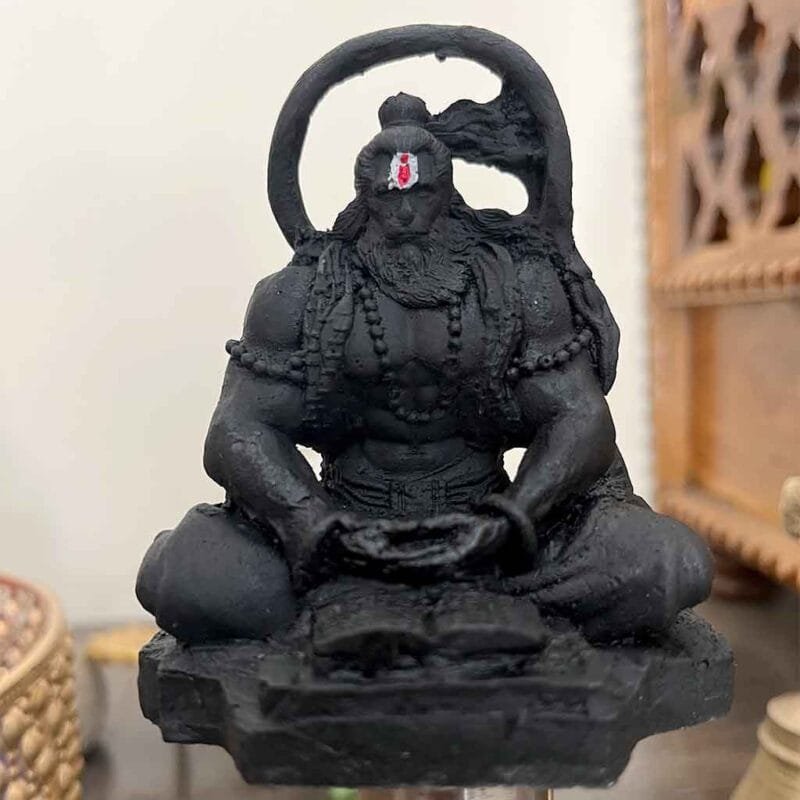 Hanumanji Meditating Idol (Black) ~4 Inches - Image 3