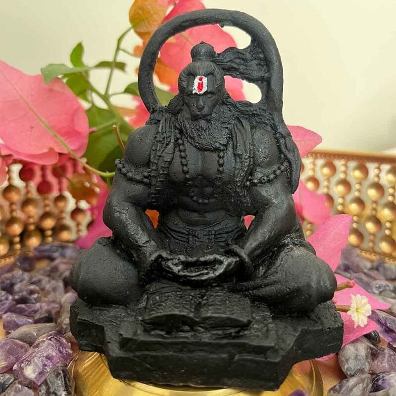 Hanumanji Meditating Idol (Black) ~4 Inches