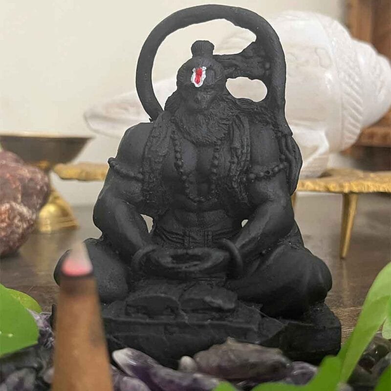 Hanumanji Meditating Idol (Black) ~4 Inches - Image 4