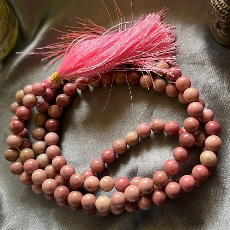 Rhodochrosite Healing Crystal 108 Beads Jap Mala (8mm) - Image 2