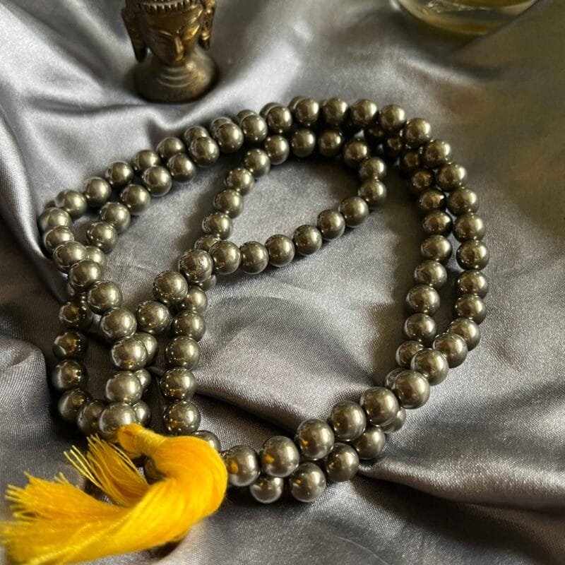 Pyrite Healing Crystal 108 Beads Jap Mala (8mm) - Image 2