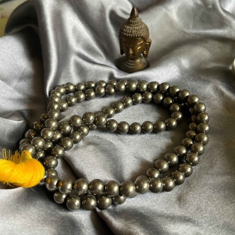 Pyrite Healing Crystal 108 Beads Jap Mala (8mm) - Image 3